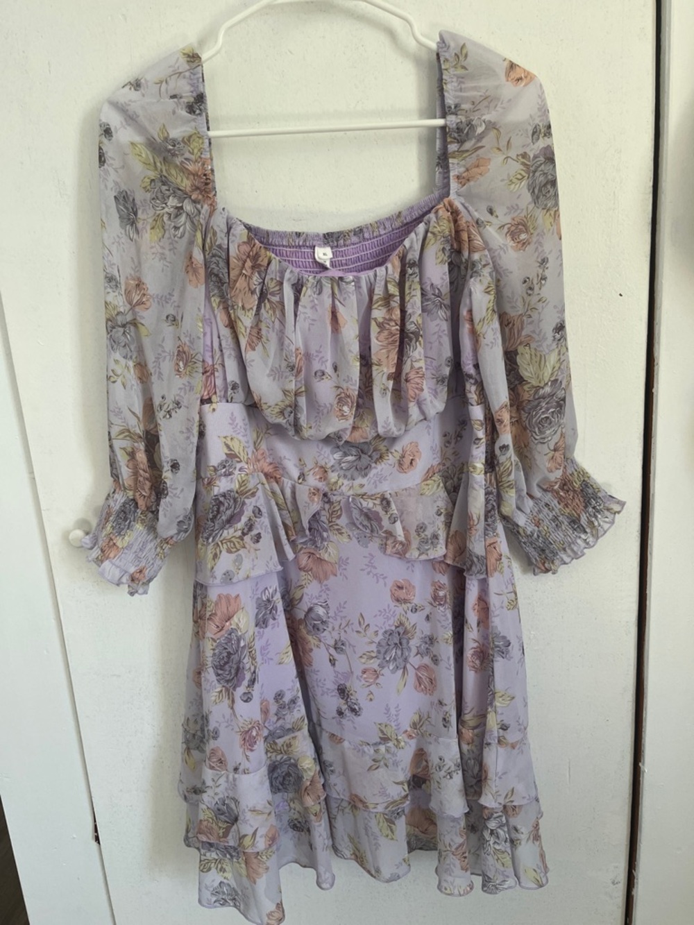 Lavender Floral Ruffle Dress
